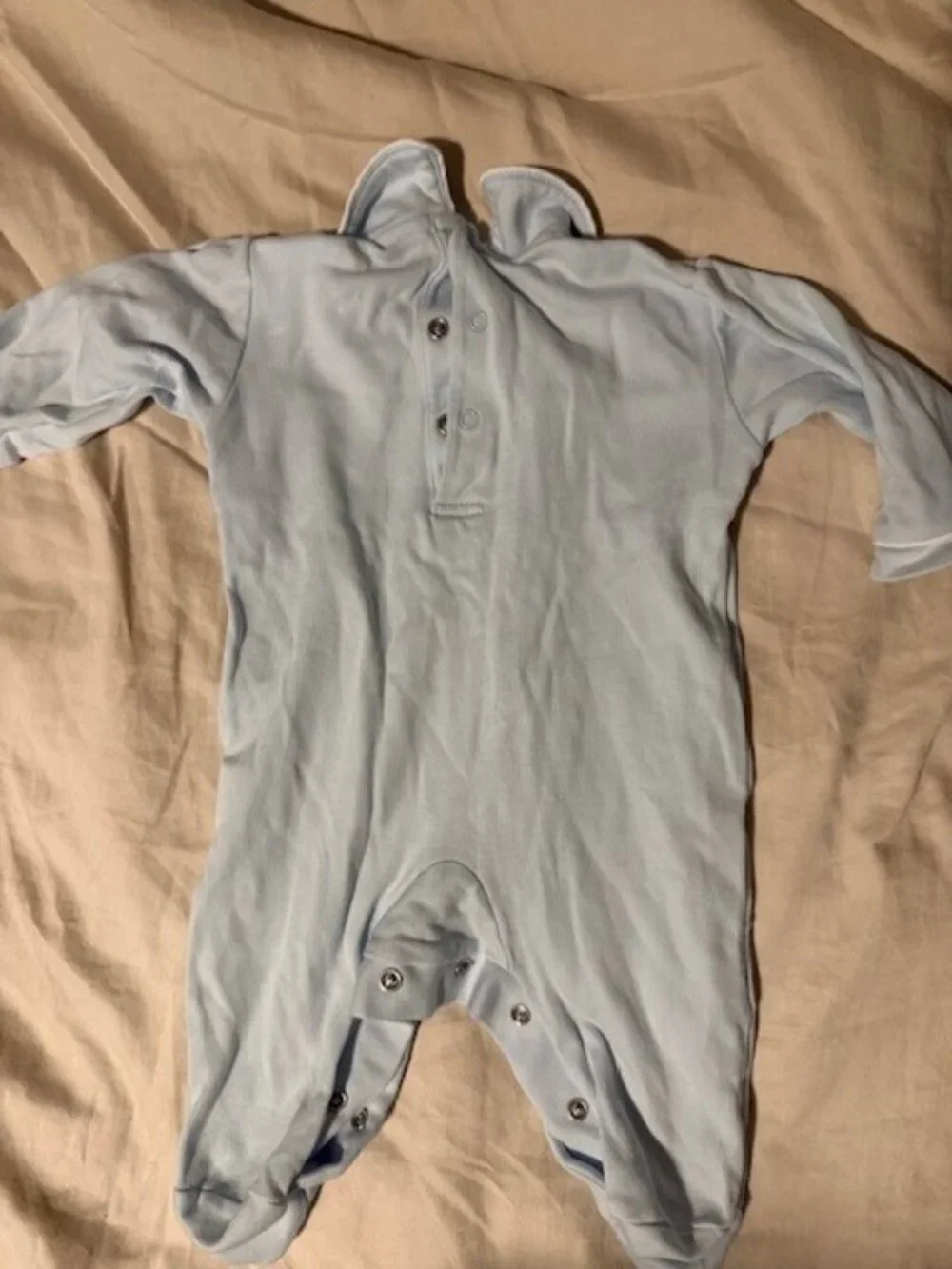 Mini La Mode Blue Stork Baby Footie with Embroidery